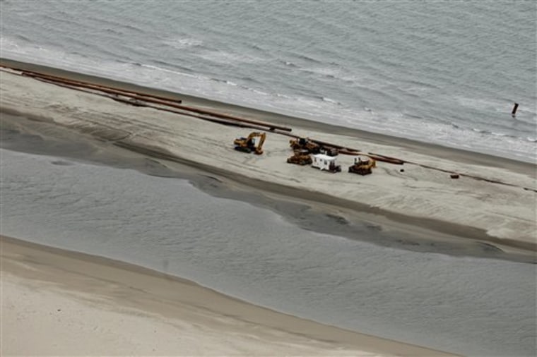 Berm construction by Louisiana is seen along the Chandeleur Islands on Wednesday. 